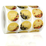 500pcs Round Brown Paper Floral Thank You Sticker Roll Wedding Envelope Label