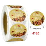 500pcs Round Brown Paper Floral Thank You Sticker Roll Wedding Envelope Label
