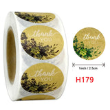 500pcs Round Brown Paper Floral Thank You Sticker Roll Wedding Envelope Label