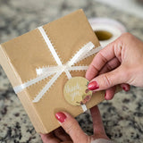 500pcs Round Brown Paper Floral Thank You Sticker Roll Wedding Envelope Label