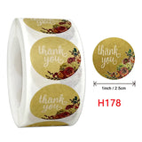 500pcs Round Brown Paper Floral Thank You Sticker Roll Wedding Envelope Label