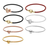 Round Button Leather Woven Bracelet For Women