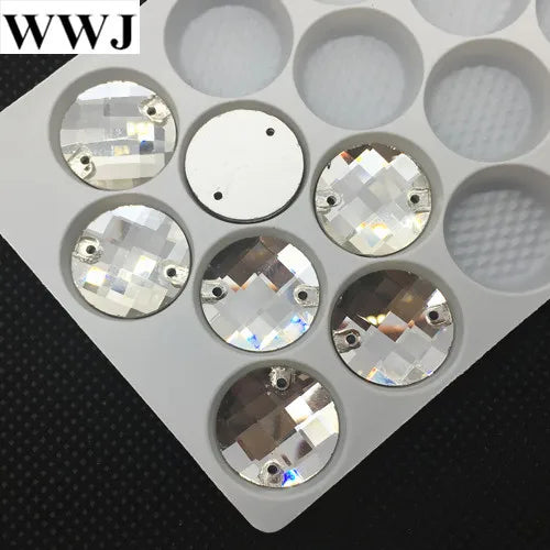 Chessboard Sew On Stones Clear Flatback 2holes Glass Beads