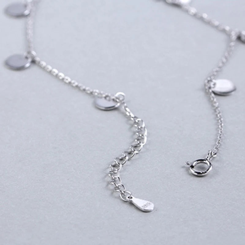 925 Silver Round Choker Necklace Circle Charm for Women
