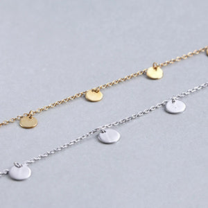 925 Silver Round Choker Necklace Circle Charm for Women