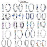 925 Silver Hoop Earrings Star Moon Heart Shape Purple Hypoallergenic