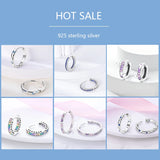 925 Silver Hoop Earrings Star Moon Heart Shape Purple Hypoallergenic