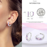 925 Silver Hoop Earrings Star Moon Heart Shape Purple Hypoallergenic