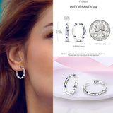 925 Silver Hoop Earrings Star Moon Heart Shape Purple Hypoallergenic