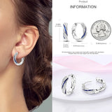 925 Silver Hoop Earrings Star Moon Heart Shape Purple Hypoallergenic