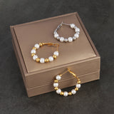 Large Hoop Earrings Peal Stainless Steel Earring Statement Earrings