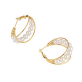 Large Hoop Earrings Peal Stainless Steel Earring Statement Earrings