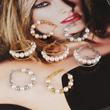 Large Hoop Earrings Peal Stainless Steel Earring Statement Earrings