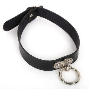 Round Circle Pendant Pu Leather Goth 41cm Punk Sexy Gothic Choker Necklace