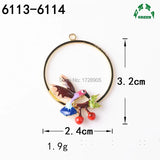 Round Circle Bird Enamel Charm 10pcs for DIY Earring Accessories