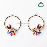 Round Circle Bird Enamel Charm 10pcs for DIY Earring Accessories