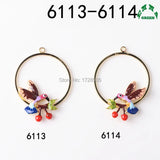 Round Circle Bird Enamel Charm 10pcs for DIY Earring Accessories