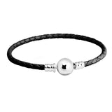 925 Sterling Silver Clasp Leather Bracelet for DIY Jewelry Making