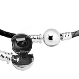 925 Sterling Silver Clasp Leather Bracelet for DIY Jewelry Making