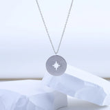 Round Coin Pendant Silver 925 With Chain Claviculate Minimalist Italian Jewelry