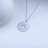 Round Coin Pendant Silver 925 With Chain Claviculate Minimalist Italian Jewelry