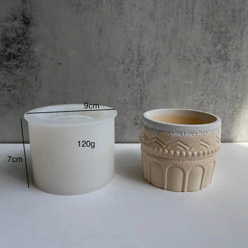 Concrete Flower Pot Silicone Mold DIY Candle Jar