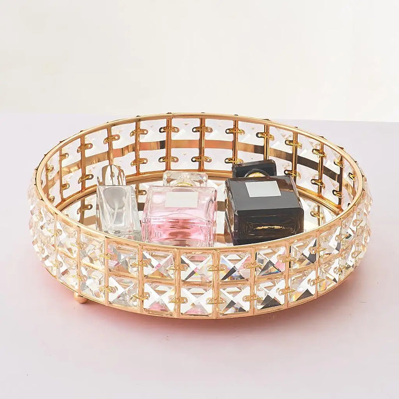 Round Crystal Jewelry Tray Holder for Earrings Necklace Bracelet Ring