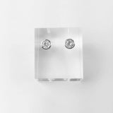 Round Crystal Stud Earrings, 925 Sterling Silver Small Gift For Women