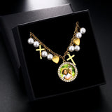 Heart Pearl Cross Bracelet Chain Women Jewelry Gift Bangle