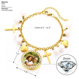Heart Pearl Cross Bracelet Chain Women Jewelry Gift Bangle