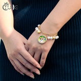 Heart Pearl Cross Bracelet Chain Women Jewelry Gift Bangle