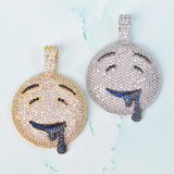 Round Drool Face Pendant Rope Chain Cubic Zircon Men's Hip Hop Necklace