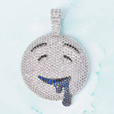 Round Drool Face Pendant Rope Chain Cubic Zircon Men's Hip Hop Necklace