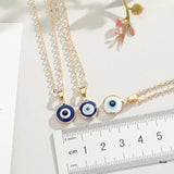 Evil Eye Necklace with Round Drop Shape Golden Chain