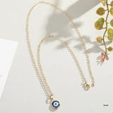 Evil Eye Necklace with Round Drop Shape Golden Chain