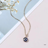 Evil Eye Necklace with Round Drop Shape Golden Chain