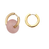 Round Earrings Bijoux Femme Natural Stone Pendientes Plata
