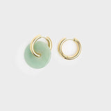 Round Earrings Bijoux Femme Natural Stone Pendientes Plata