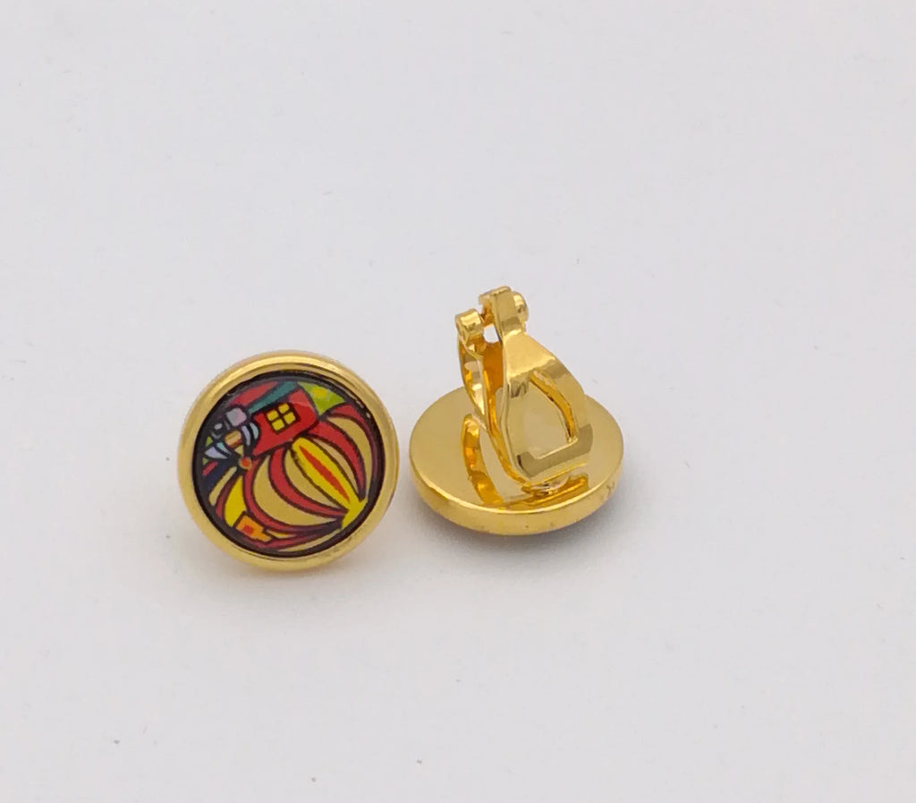 Copper Plated 18K Enamel Color Round Earrings