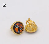 Enamel Round Earrings, Copper Plated 18K, 5.6g