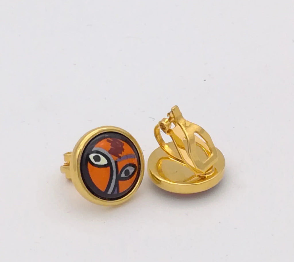 Copper Plated 18K Enamel Color Round Earrings