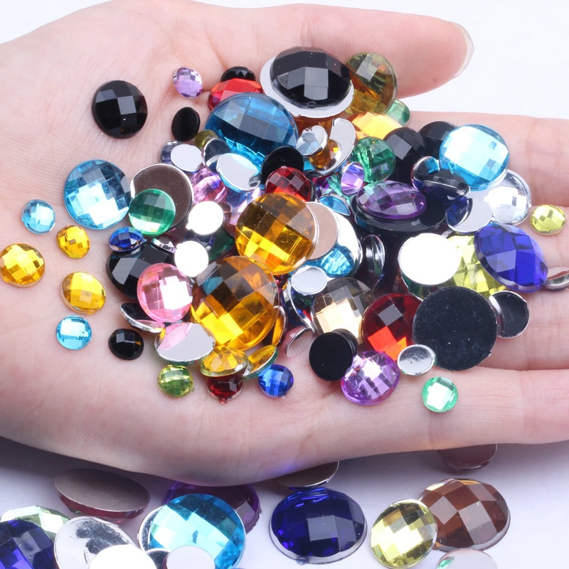 6-25mm Acrylic Flatback Craft Art DIY Gems Rhinestone