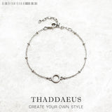 925 Silver Round Eyelets Charm Bracelet Adjustable Jewelry Women Gift