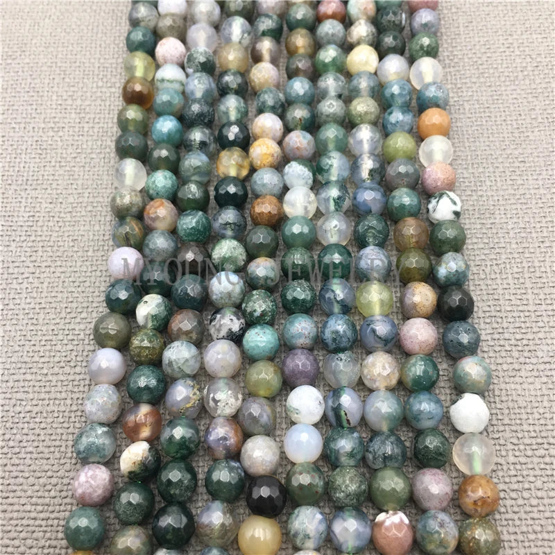 Round Faceted Aquatic Agates Loose Beads For Jewelry Making 5Strands/lot