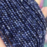 Round Faceted Natural Sapphires Stone Beads For Jewelry Making 2-2.5/3-3.5mm