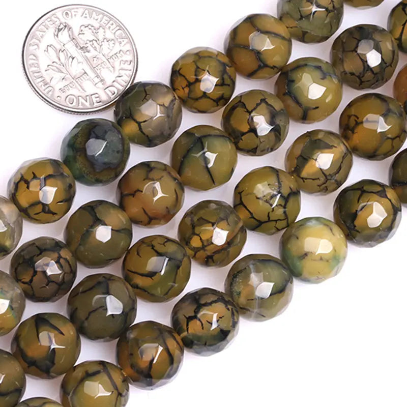 Yellow Crackle Agate Beads Natural Stone DIY Bracelet Necklace Making