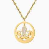 Hamsa Hand Name Necklace with Evil Eye Charm