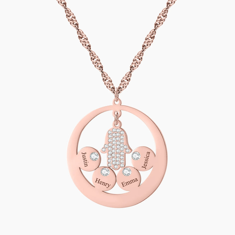 Hamsa Hand Name Necklace with Evil Eye Charm