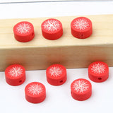 10mm Christmas Snowflake Pattern Clay Beads for Jewelry Making