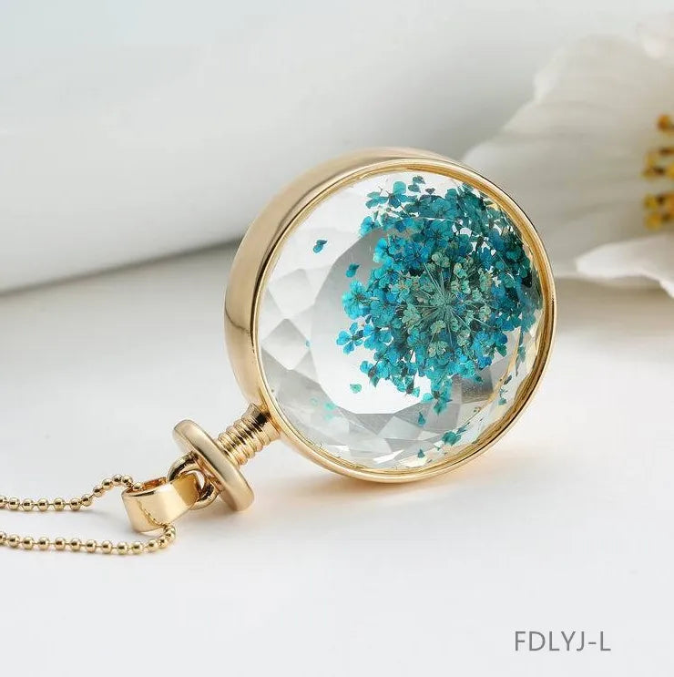 Colorful Round Flower Necklace Pendant for Women